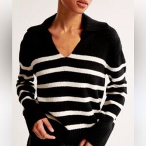 GAP Breton Stripe Navy Blue Academia V-Neck Sweater sz Medium Preppy Sweatshirt